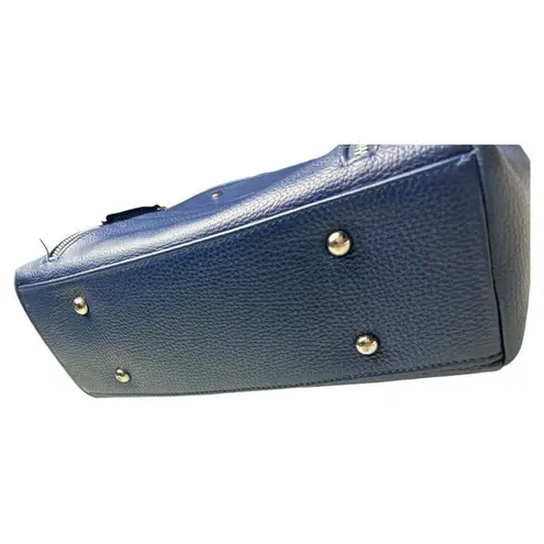 Lavorazione Artigianale Real Leather Italy Blue Shoulder Bag