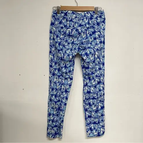Lilly Pulitzer  Blue Elephant Print Slim Fit Chino Pants 2 Preppy Slacks Womens