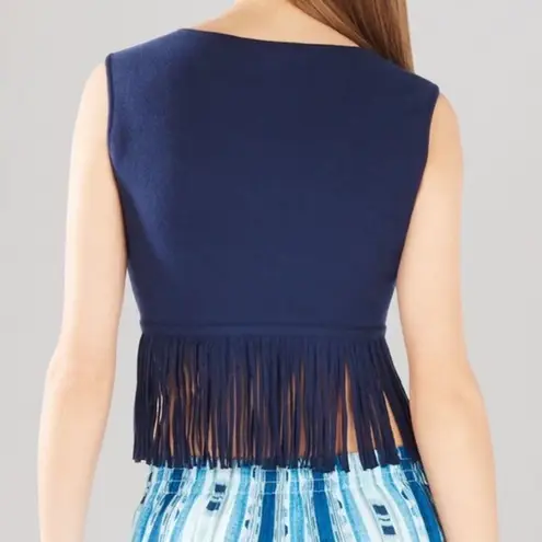 BCBGMAXAZRIA  • Jaleigh fringe crop top sweater knit tank Dark Ink navy blue