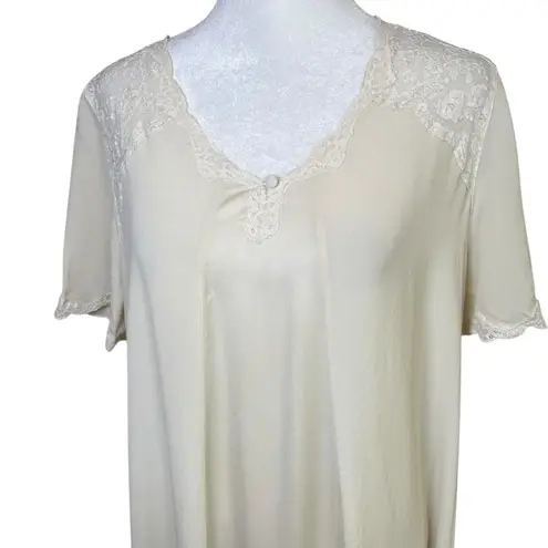 VTG Rositta 100% Silk Nightgown Maxi Ivory Bridal Victorian Romantic Sz M Lace Size M