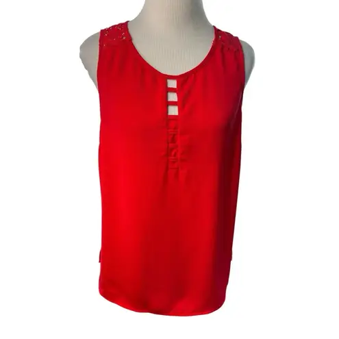 Stitch Fix *New Skies Are Blue Tiffany Ladder Trim Top Red Womens L Romantic