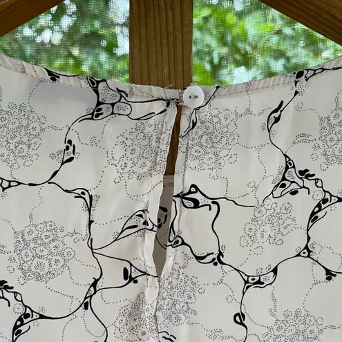 Amour Vert Women's White And Black Printed 100% Silk Mini Dress Size L