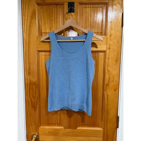 margaret o'leary Cashmere Twinset Tank Cardigan Set Blue Jeweled Button Women’s