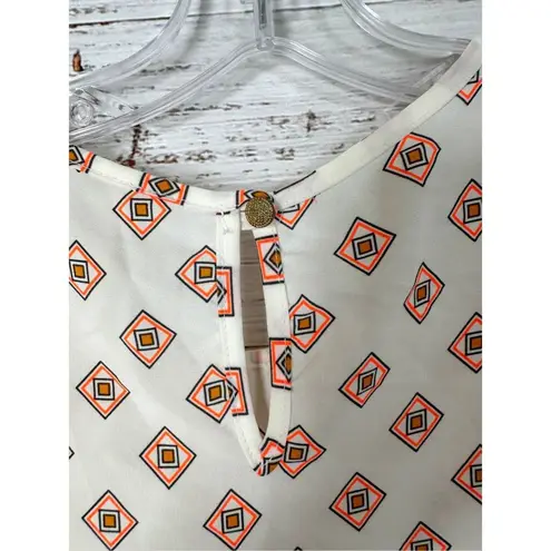 Pink Blush Women's Aztec Print Keyhole Back Sleeveless Top Multi-Color Medium