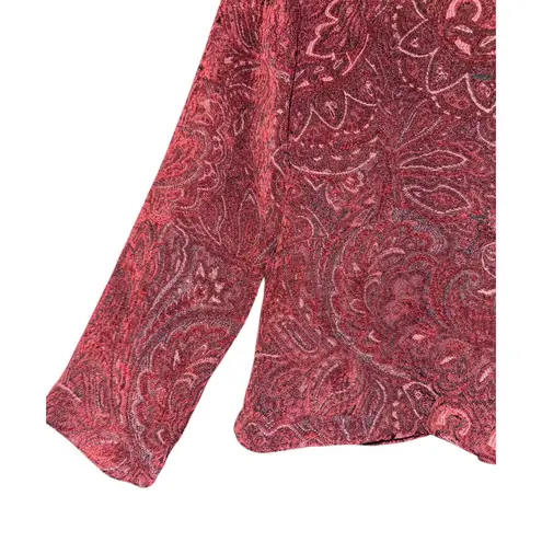 Vintage Two Star Dog Tapestry Paisley Blazer Jacket Women's Size Small Academia Red