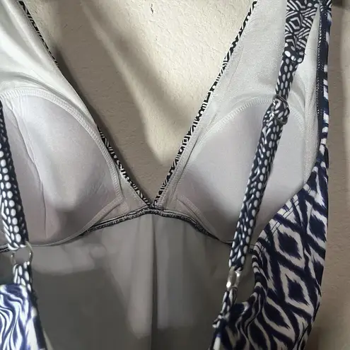 Coastal Blue  Bathing Swim Suit Size XL 16/18 Blue Ikat One Piece built in bra