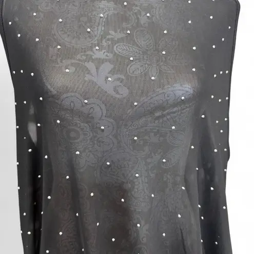 Free Kisses Black Sheer Peral Embellished Top Size 3X Going Out Top Night Out