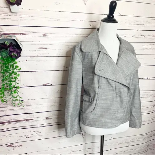 Apostrophe Petite Grey Moto Style Zip Up Jacket Blazer Size 14P