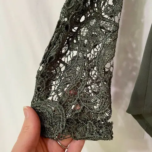 Lulumari Olive Green Round Neck Crochet Blouse L