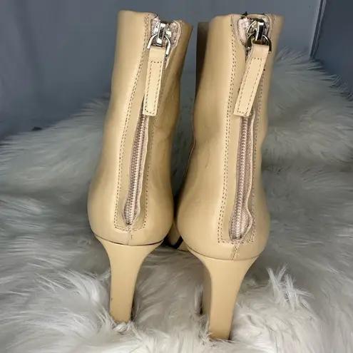 ZARA  Cream Go Go Boots Leather Heels Square Round Toe Heel 39