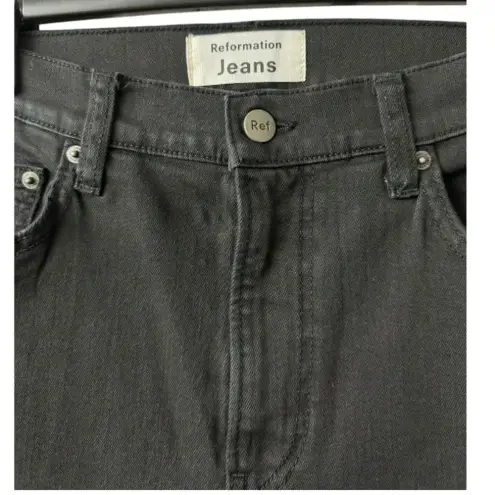 Reformation  Black High-Rise Straight Leg Jeans | Raw Hem Distressed | Size 28