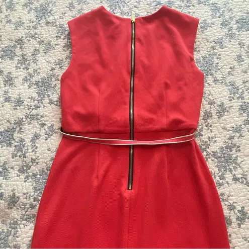Karin Stevens Salmon Tangerine Belted Exposed Zipper Sleeveless Dress Size 10
