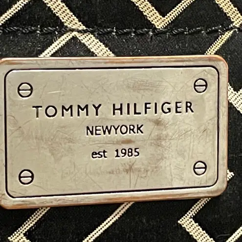 Tommy Hilfiger Monogrammed Black and Cream Crossbody Purse