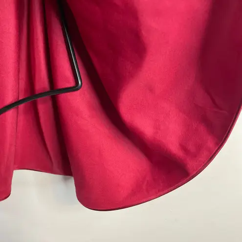 Strapless Satin Short Formal Dress Corset Lace Up Back Circle Skirt Red Womens 2