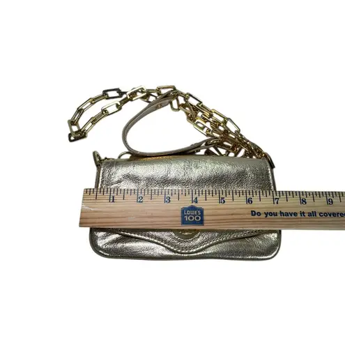 Tory Burch Metallic Gold Leather Evening Bag – Chain Strap Crossbody Shoulder