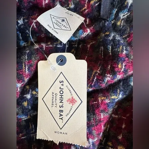 st. john's bay St.‎ John's Bay Plaid Cape Poncho with Toggle Closure Red Black White One Size