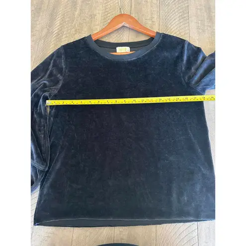 Nation LTD. Kiera Black Velvet Lantern Puff Sleeve Slouchy Crewneck Top sz Small