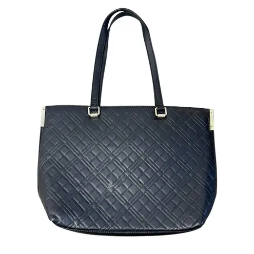 Moschino LOVE Faux Leather Black Quilted Shoulder Purse Tote Bag Double Strap