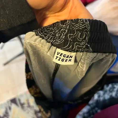 Vegan Tiger Tiger Print Satin Pants Black Size XS