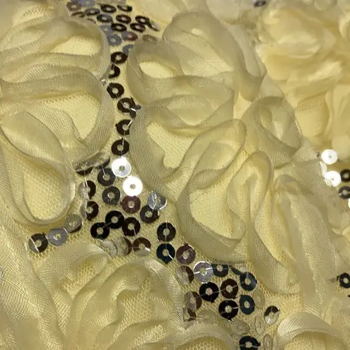 Xtraordinary XTRADIONARY, Beaded Mesh Formal strapless, Sz9, Yellow, Sequins, pleats, Hand Wash