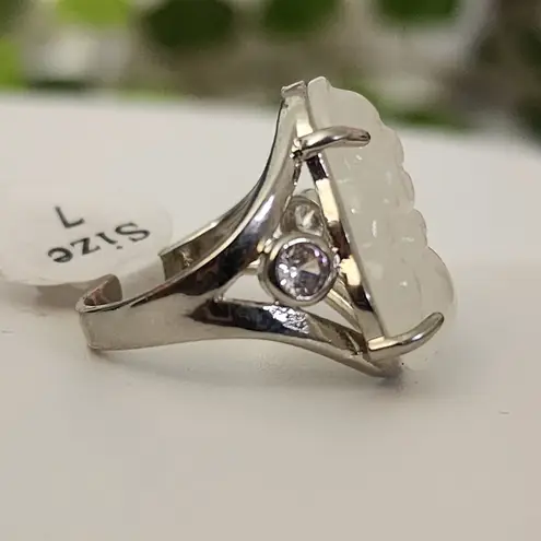 Boho Silver White Buddha Ring Size 7