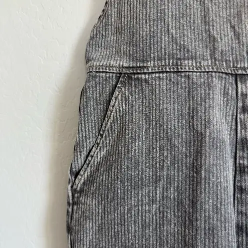 RVCA NEW  Crystal Denim Overalls Gray Stripes Wide Leg Crop 100% Cotton Size M