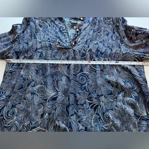 Johnny Was Jade Venus Peasant Blouse 100% Silk Size Small