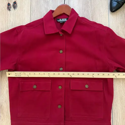 Vintage 90s SK Wear Red Denim Jacket – 100% Cotton, RN 67517 Size M