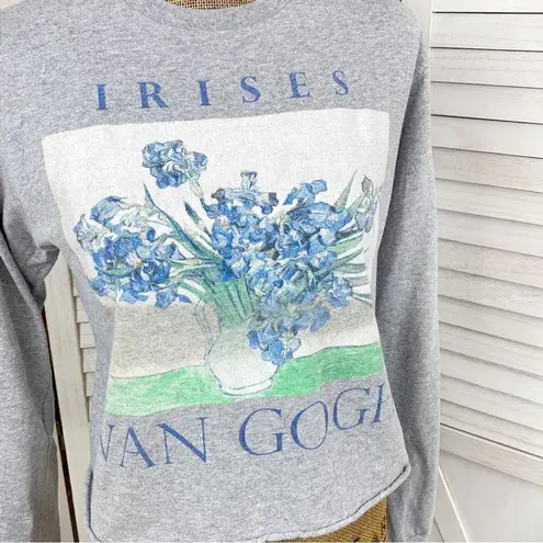 Mad Engine Vangogh Irises Print Crop T Shirt Gray Juniors Small Size undefined