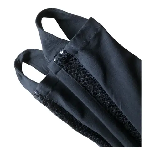 Vintage Bodalia Petite Stirrup Pants Black Sequin Side Leggings Medium Petite Size undefined