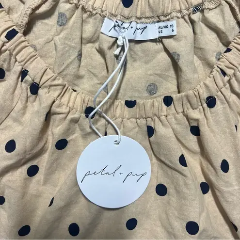 Petal and Pup  Beige with Navy Blue Polka Dots Mini Tunic Dress Size 6