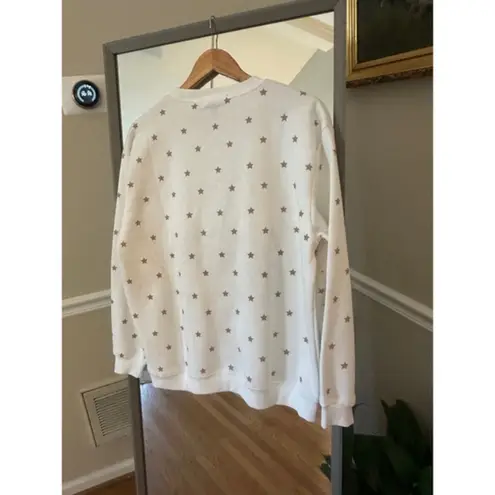 VINYL Holiday Christmas Sweatshirt Women’s Large White Gold Bow Ugly Sweater