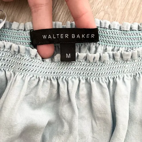 Walter Baker Kaiser Blue Light Wash Chambray Wide Leg Cropped Jumpsuit Medium