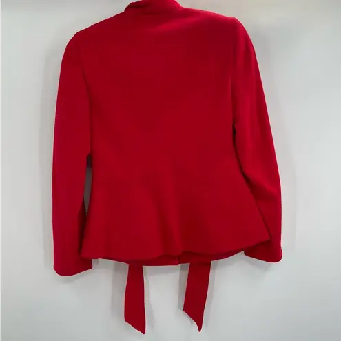 Calvin Klein Red Polyester Blend Knit Tie Front Wing Collar Short Jacket 4p