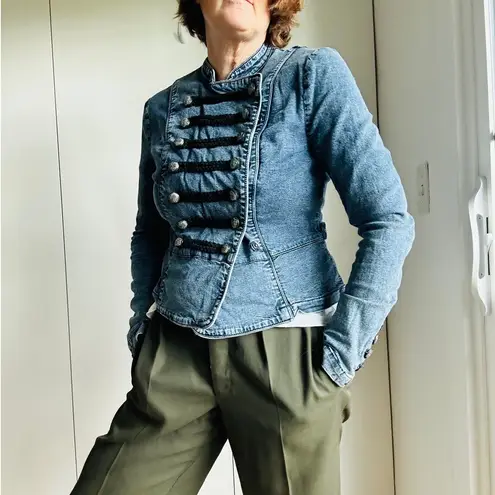 Y2K Military Jean Jacket Size MediumStructured Denim Utility Style Blue Size M