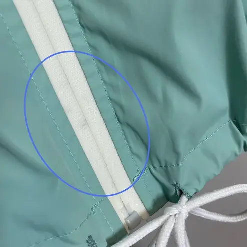 Lightweight Jacket Gray Teal Women Hood Small Polyester Windbreaker Color Block