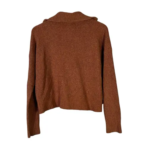 William Rast Waffle Knit 1/4 Zip Sweater Womens S Brown Cabincore Cozy Casual - Image 4