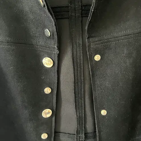 ZARA Black Faux Suede Longline Button Jacket Overcoat Size XSmall EUC