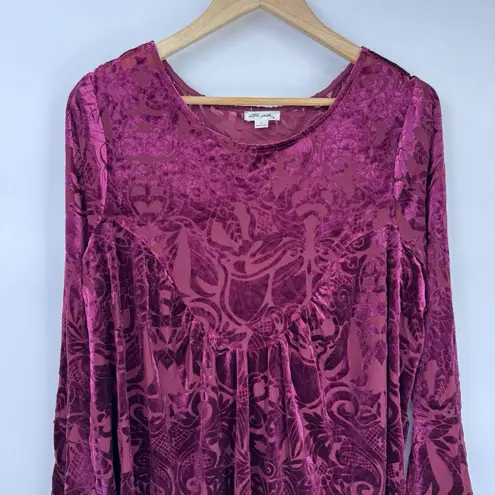 Ultra Pink Fairy Top Womens XL Purple Velvet Flare Sleeve Hippie Boho Whimsigoth