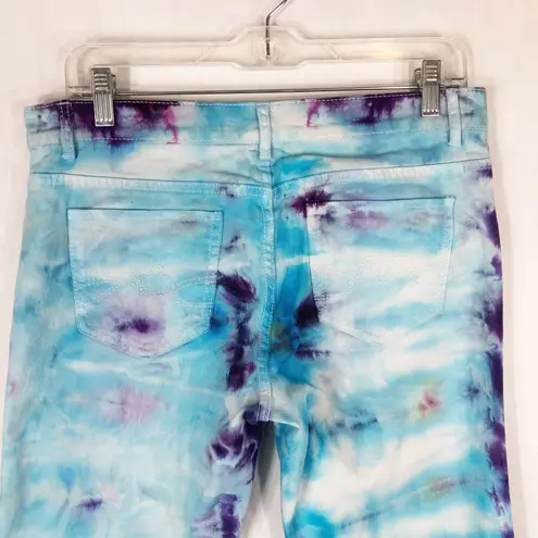 NYC Size 6 Capri Jeans Handmade Tie Dye Chasing Dreams Blue Crop Skinny 1071