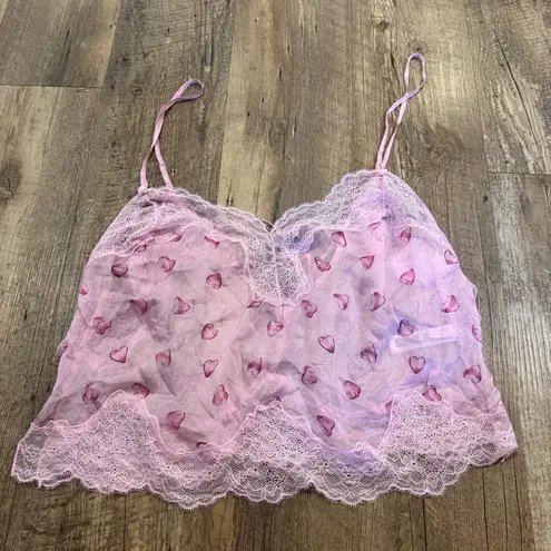 SKIMS Romance Lace Pink Heart Cami Top Small