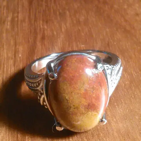 Aqua Nueva Moss Stainless Steel Solitaire Ring (Size 9)