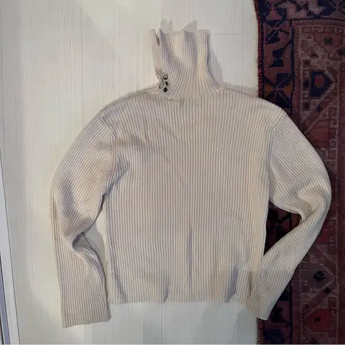 Orvis fold over turtleneck sweater oat cream wool