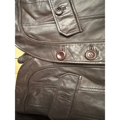 Guess Vintage  90’s Y2K Genuine Womens Brown Leather Blazer Jacket Size M *READ*