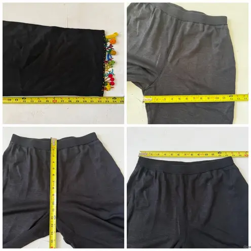 Vintage Michael Simon Black Short Sleeved Sweater Sets Beaded Fringe Fruit Sz M Size M