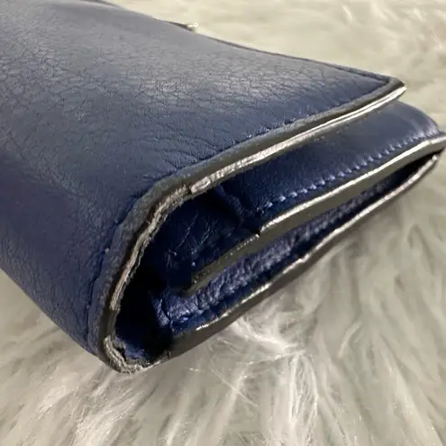 Fendi Authentic  continental blue leather wallet