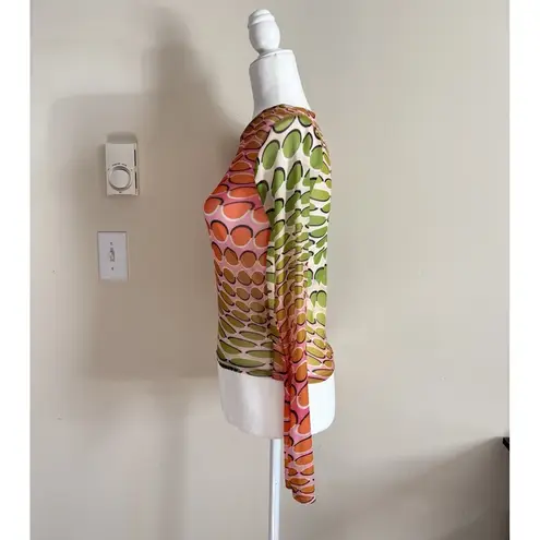 Vintage Y2K OMIGHTY Sheer Mesh Top Small Fairy Grunge Green Pink Graphic T Pink