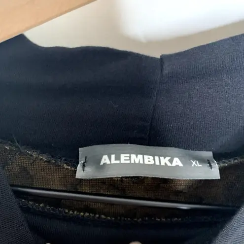 Alembika Chiu Oversized Cheetah Mock Neck Top Women XL Brown Black