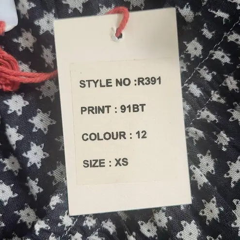 Raga Black and Oxblood Flirty Boho Mini Skirt NWT Size XS Boho Print Full Skirt