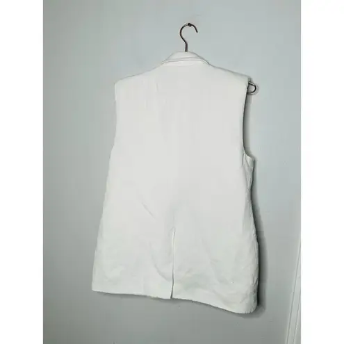 Endless Rose White Linen Oversized Fit Sleeveless Shoulder Pad Vest Size Small
